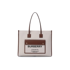 Большая сумка-тоут Burberry Freya из кожи и парусины с принтом Horseferry
